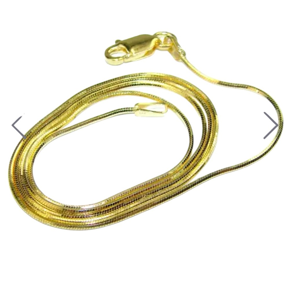 Elegant Genuine  Gold over Sterling Silver Snake Chain 18 Inch Long Necklace